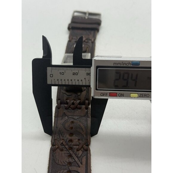 Y2K Fossil WB-1028 Silver Tone Brown Wide Leather Band Analog Women's Watch BOHO - Picture 6 of 7